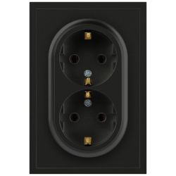 Розетка ЭРА Galaxy 15-2104-05 с заземлением двойная 2X2P+E Schuko 16А-250В IP20 антрацит | Эра Galaxy