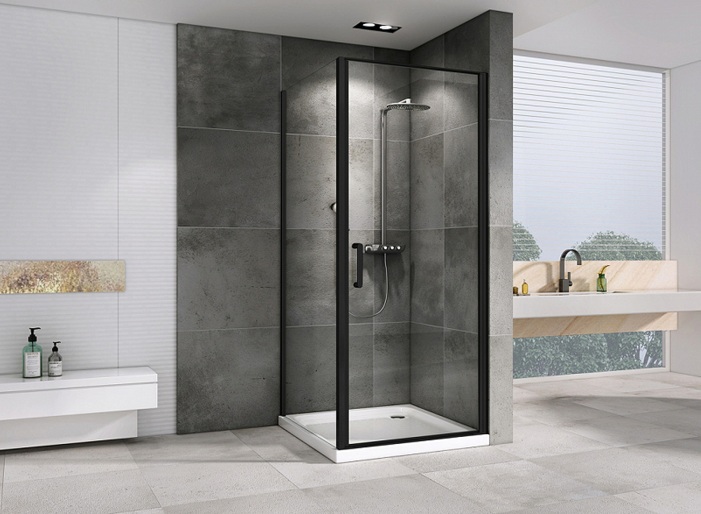 Душевой уголок Abber Sonnenstrand 80x80 AG04080B-S80B профиль Черный стекло прозрачное