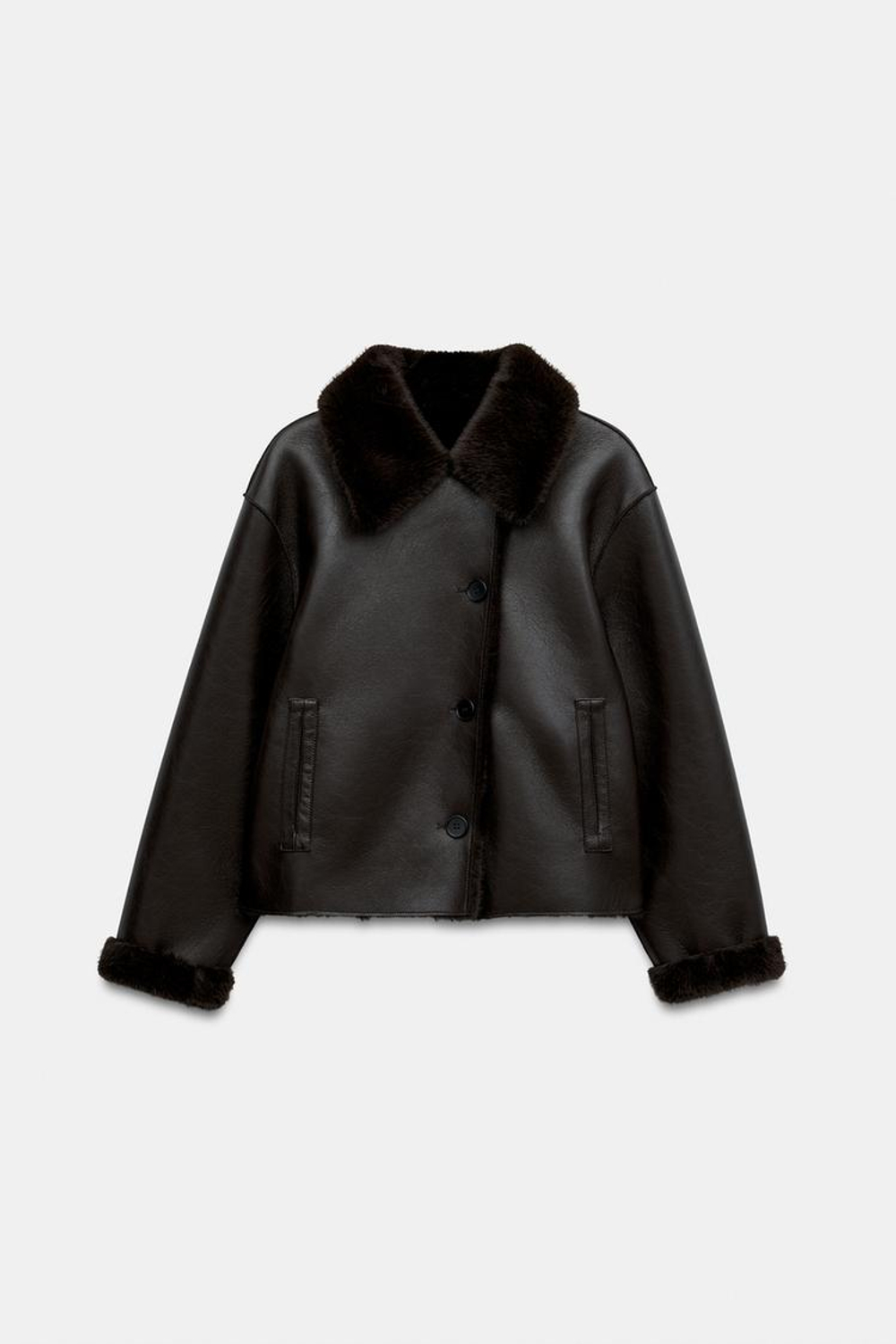 ZARA ДВУСТОРОННЯЯ КУРТКА, КОРИЧНЕВЫЙ