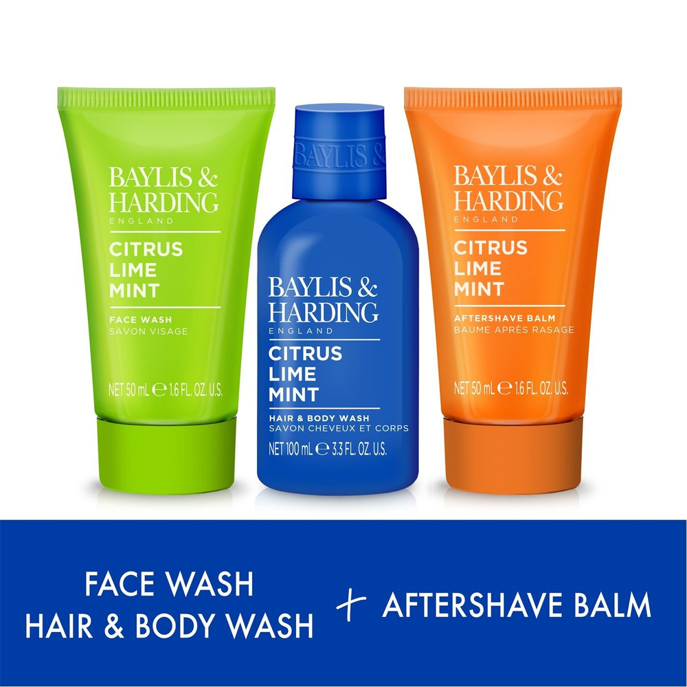 Baylis & Harding Набор средств для душа мужской Citrus, Lime and Mint бальзам после бритья 50 мл + гель для душа 2в1 100 мл + гель для лица 100 мл (из Финляндии)
