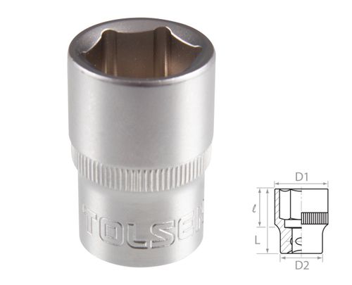 TOLSEN (TT16521) Головка торцевая стандартная шестигранная 1/2", 21 мм