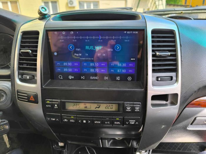 Магнитола для Toyota Land Cruiser Prado 120, Lexus GX470 (экран климата внизу, рамка 9") - Kuberg QLed+2K, Android 14, TS105, Быстрейшая, CarPlay, SIM-слот
