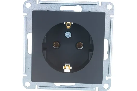 Розетка Systeme Electric ATLASDESIGN с заземлением карбон 34604