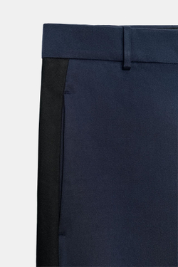 ZARA БРЮКИ С КАРМАНАМИ И КОНТРАСТНЫМИ ПОЛОСАМИ — ZW COLLECTION, МОРСКОЙ СИНИЙ