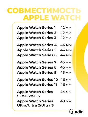Ремешок Gurdini Sport Band (силиконовый) Apple Watch 42mm/44mm (S/M-M/L) Lemon Cream