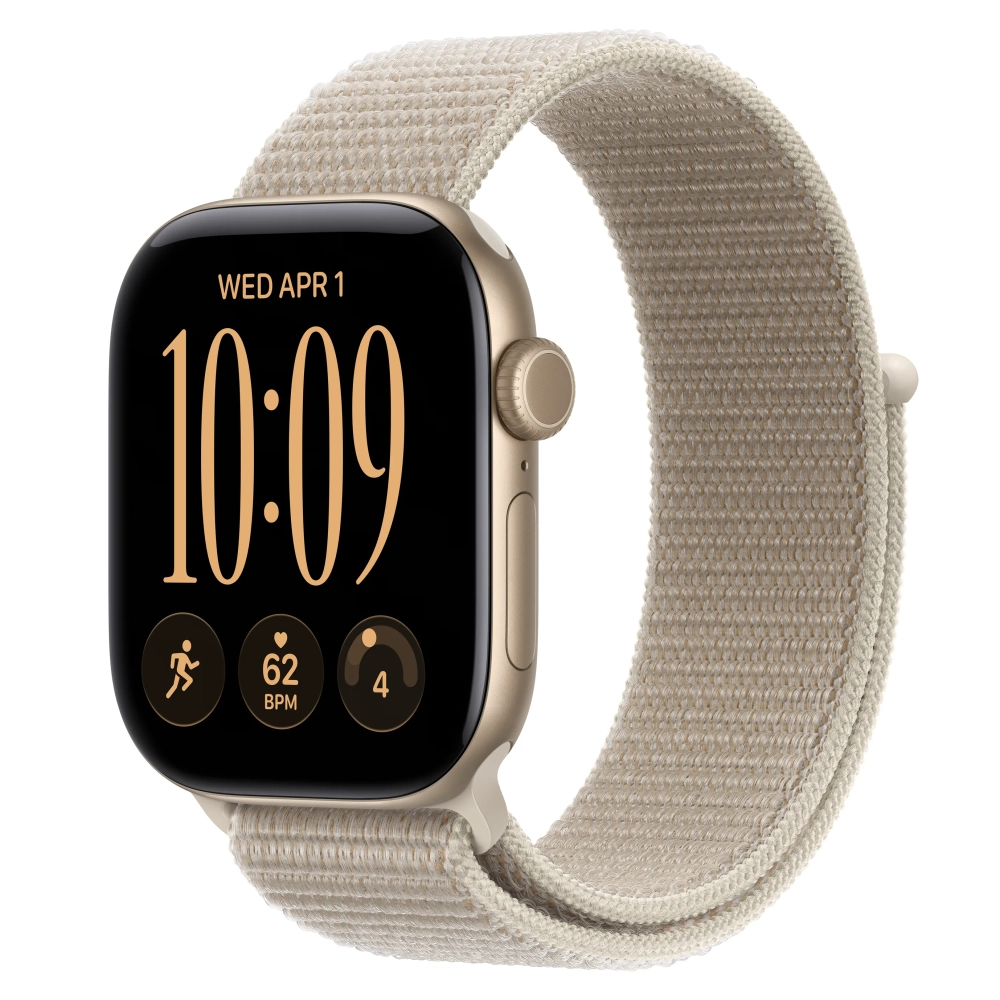 Умные часы Apple Watch Series 12 GPS, 42mm, Light Gold Aluminum Case with Limestone Sport Loop