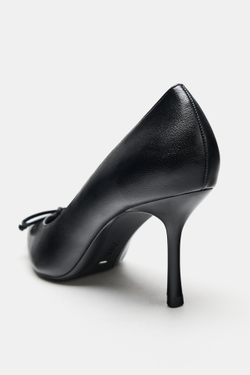 ZARA ТУФЛИ НА ВЫСОКОМ КАБЛУКЕ С БАНТОМ, ЧЕРНЫЙ