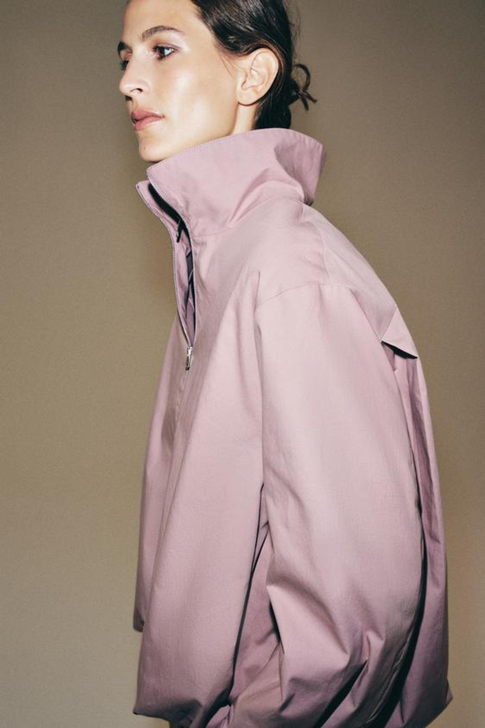 ZARA КУРТКА С ВОРОТНИКОМ-СТОЙКОЙ ZW COLLECTION, БЛЕДНО-ЛИЛОВЫЙ