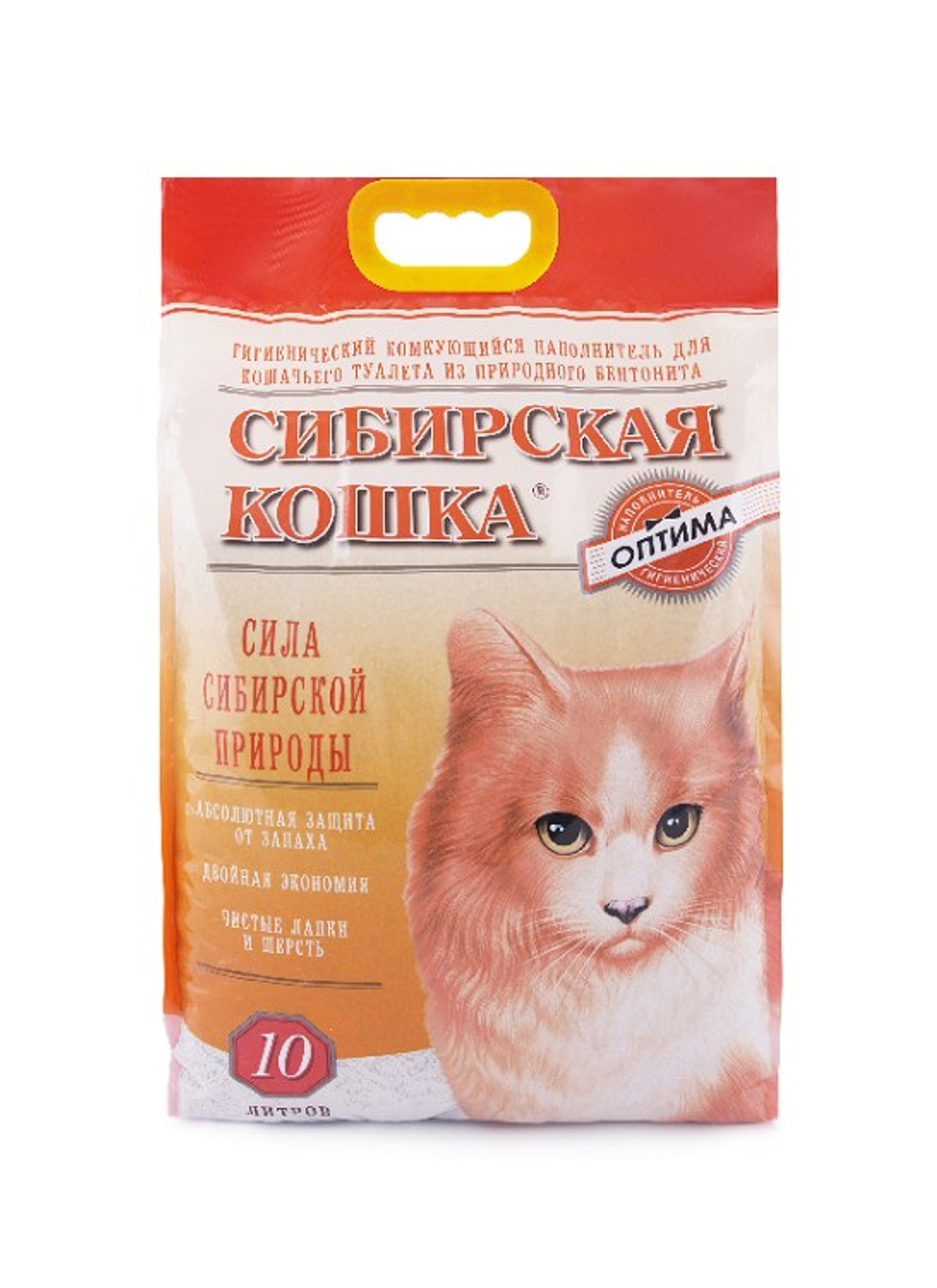 Наполнитель Сибирская Кошка Оптима комкующийся для кошек 10 л
