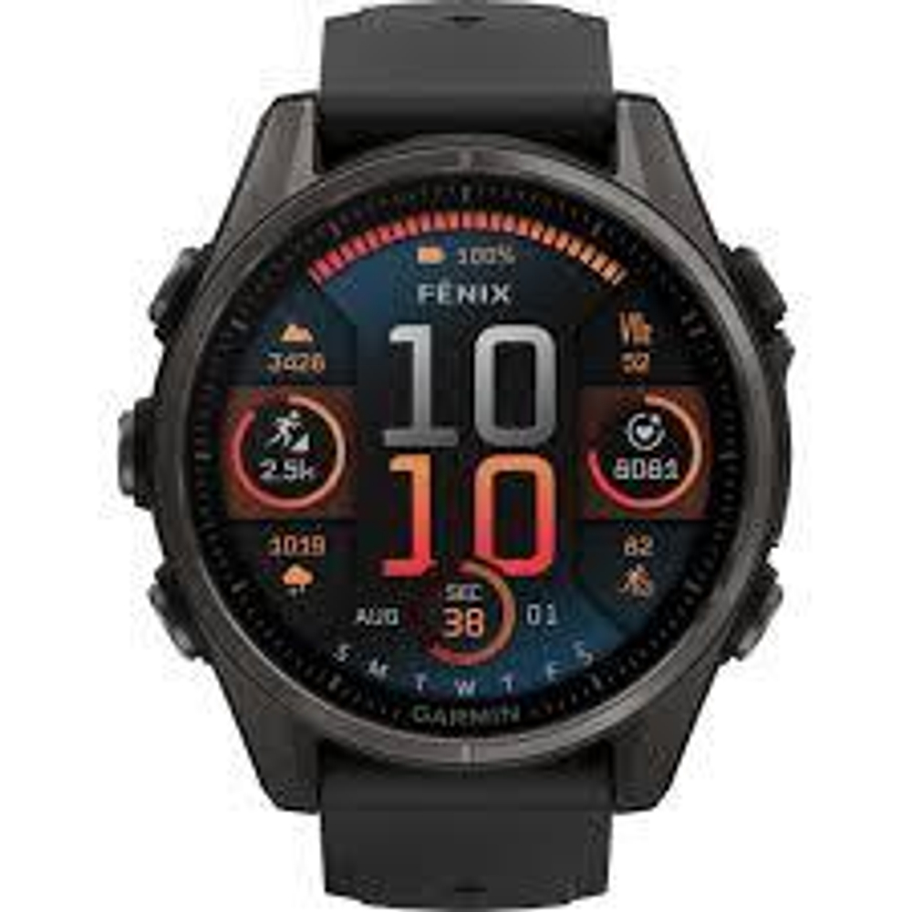 Смарт-часы Garmin Fenix 8 Amoled 43 мм Sapphire Carbon Grey Titanium, черно-серый браслет, 010-02903-21