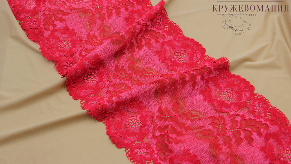 Эластичное кружево, 23 см, красное/красные румяна, (Арт: EK-2206), м