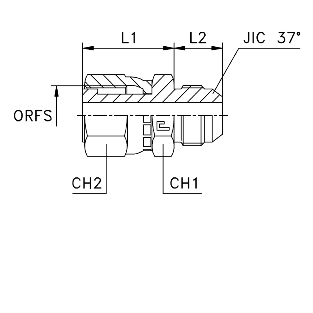 Адаптер AS D12 ORFS 13/16 - JIC 3/4 (обжатая гайка)