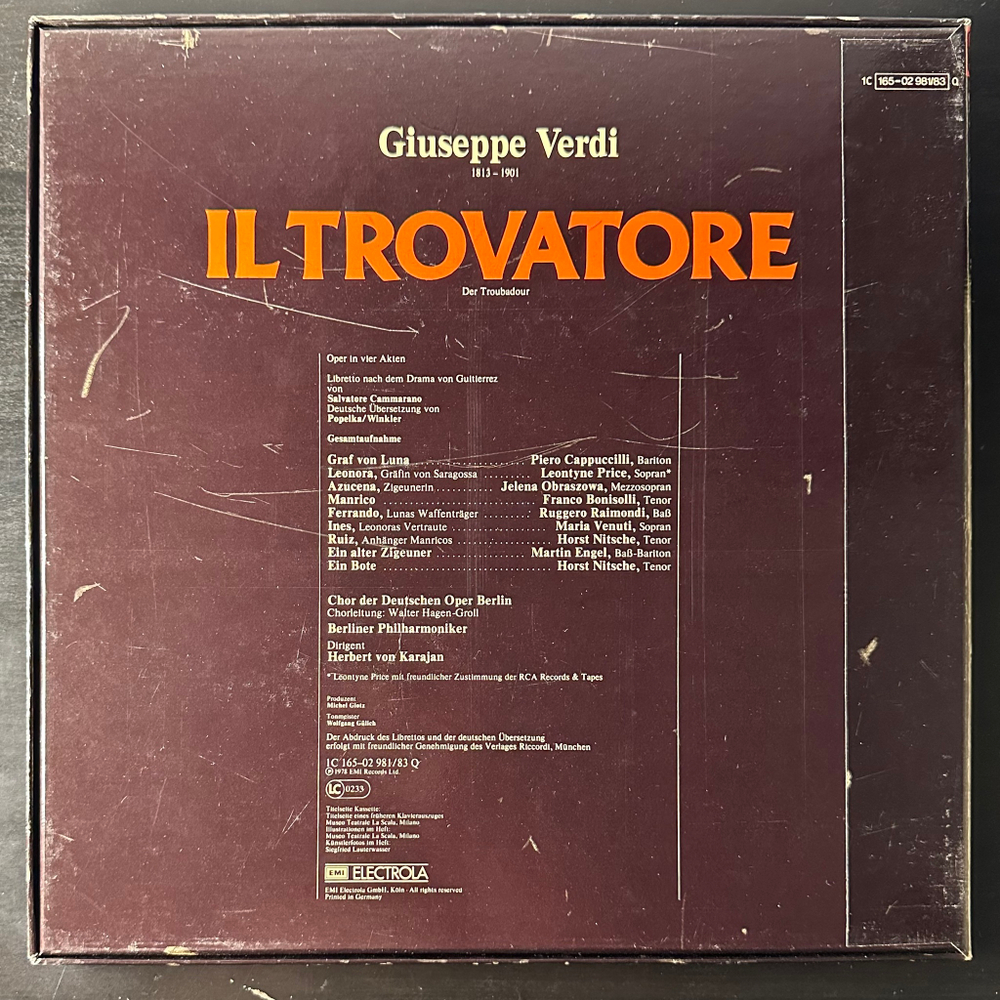 Верди - Трубадур 3LP (Германия 1978г.)