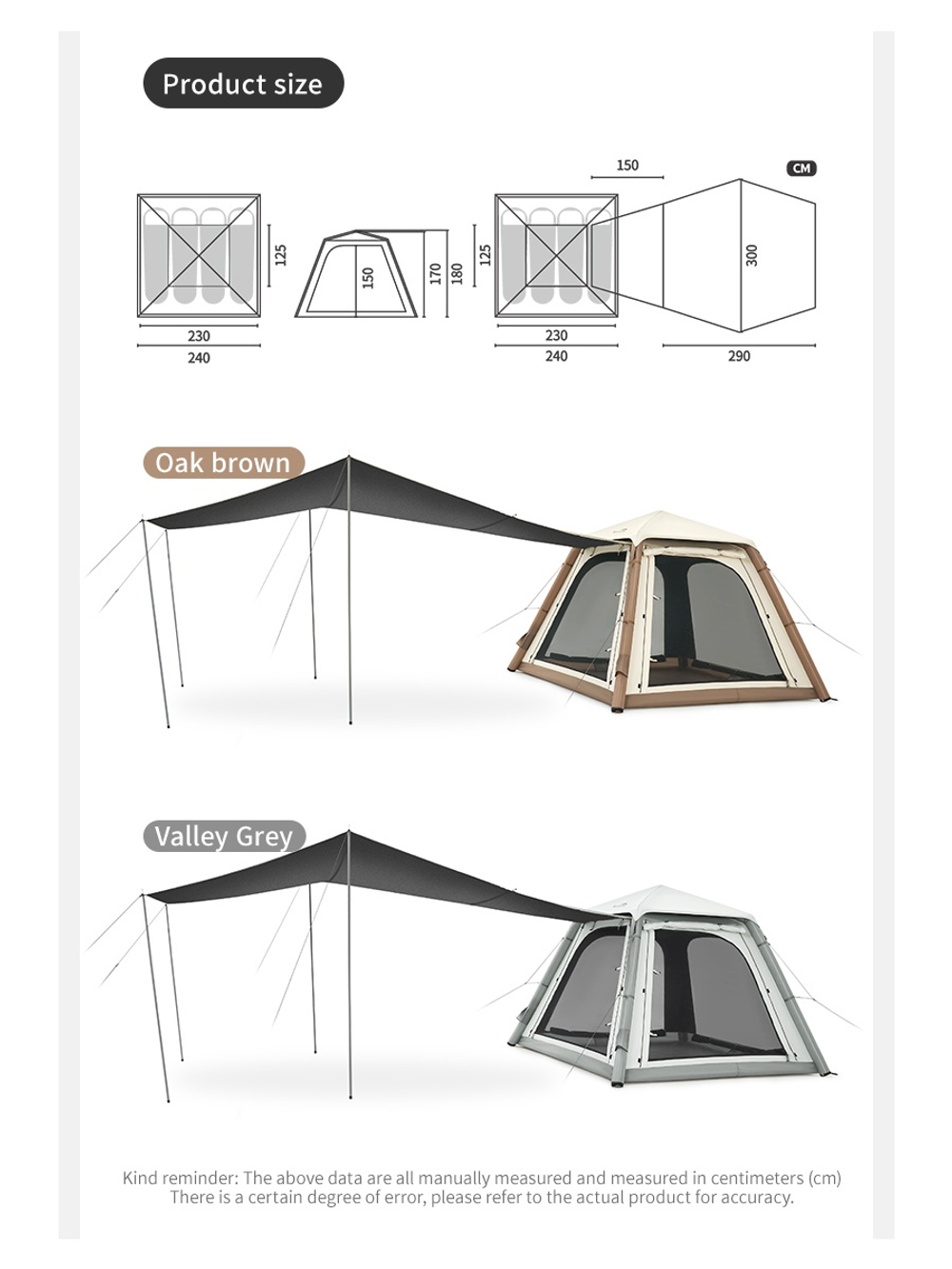 Палатка Naturehike Ango Air Pro, 4-местная, быстросборная, надувной каркас, серая