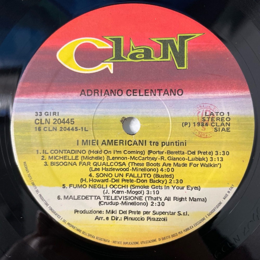 Винтажная виниловая пластинка LP Adriano Celentano Адриано Челентано, I Miei Americani (Tre Puntini) (Италия 1984) Susanna
