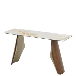 Консоль Shelf, 150х80х50 см, глянцевая керамика Toscane, натуральный шпон ореха