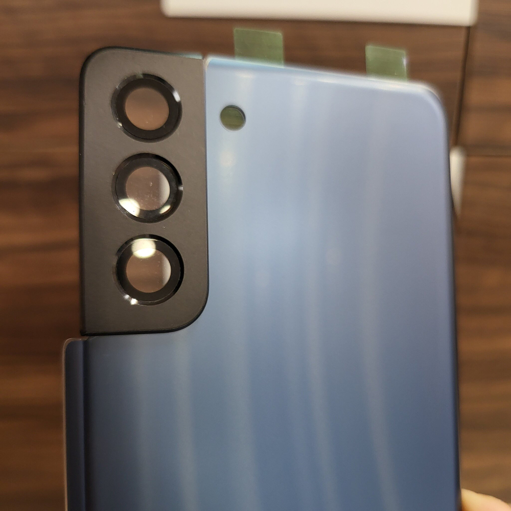 Крышка для Samsung S21 Plus - задняя стеклянная панель премиум качество (синего цвета)