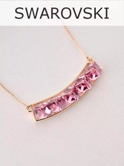 Колье Мираж с дорожкой розовых кубиков Swarovski