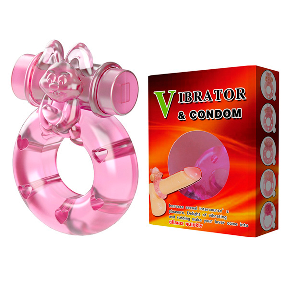Розовое эрекционное кольцо с вибрацией 3,5х5см Baile Pink Rabbit Cock Rings BI-010082