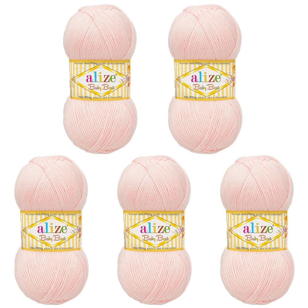 Пряжа Alize (Ализе) Baby Best / уп.5 мот. по 100 г, 240м, 184 розовая пудра A
