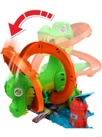 Игровой набор Хот Вилс Ти-Рекс Пылающая битва JBM73 Hot Wheels City T-Rex Blaze Battle Playset трек с динозавром 1:64 4+