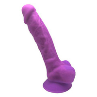 Фиолетовый фаллоимитатор 17,6см на присоске с мошенкой SilexD Premium Silicone Dildo 7" Model 1