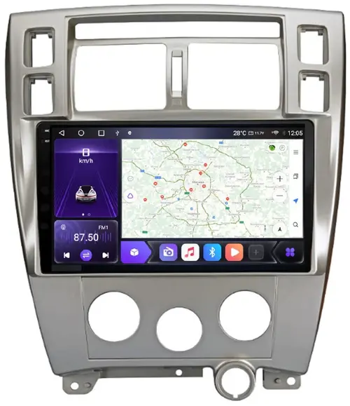 Магнитола для Hyundai Tucson 2004-2009 - Kuberg OL-1725-2 QLed+2K, Android 12, Быстрая, CarPlay, 4G SIM-слот