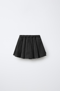 ZARA ЮБКА В СКЛАДКУ С БАНТОМ, СЕРЫЙ МЕЛАНЖ