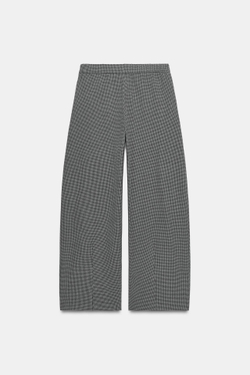 ZARA БРЮКИ BARREL СО СКЛАДКАМИ, ЧЕРНЫЙ/ЭКРЮ