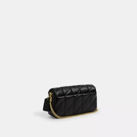 COACH СУМКА ЧЕРЕЗ ПЛЕЧО TABBY 19 С ЦЕПОЧКОЙ И СТЕЖКОЙ, ЧЕРНЫЙ