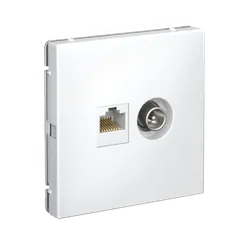 Розетка мультимедийная двойная ТВ + компьютерная RJ45, Cat 5e Systeme Electric ArtGallery Белый GAL000189