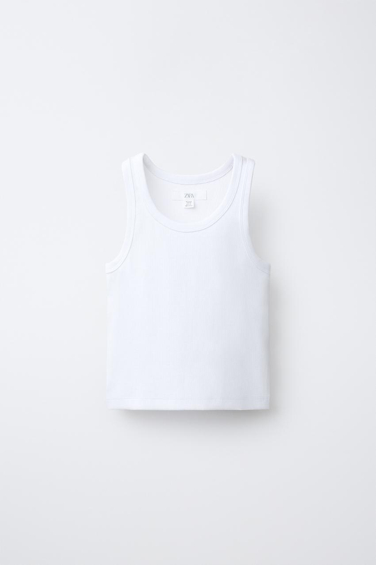 ZARA ТОП В РУБЧИК, БЕЛЫЙ