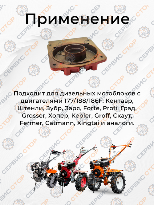 Переходная плита двигателя к КПП 188/190/186F (90*90 мм) тип 2 для КПП 3+1