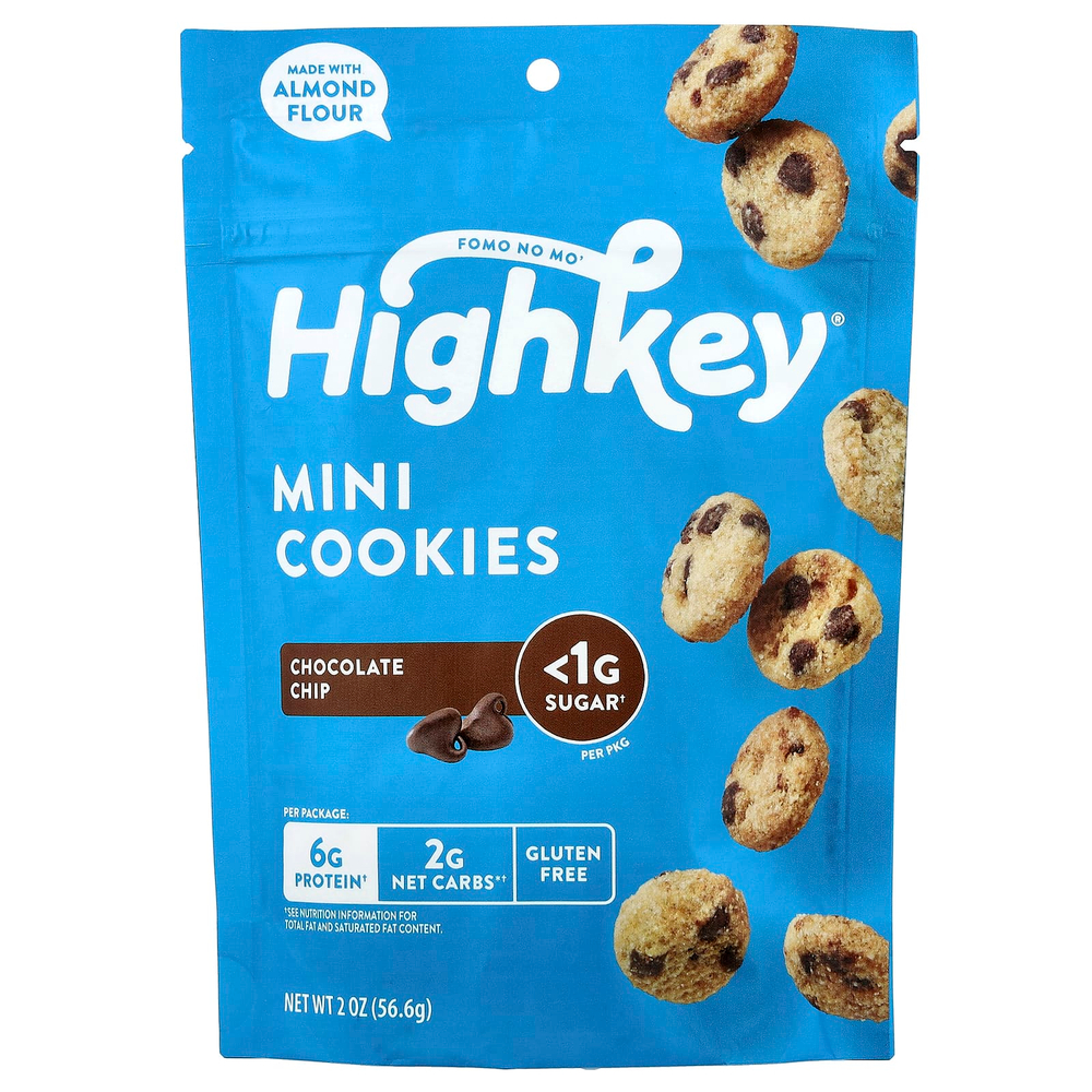 HighKey, Mini Cookies, шоколадная крошка, 56,6 г (2 унции)