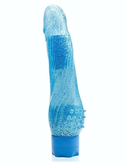 Голубой водонепроницаемый вибратор JELLY JOY ROUGH RIDGES MULTISPEED VIBE - 18 см. (Цвет: голубой)