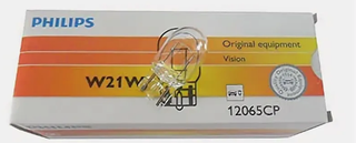 Автолампа  W 12-W21W (без цок) 1конт (W3x16d) БЕЛАЯ PHILIPS (уп10шт) #12065CP ORIGINAL 47135228