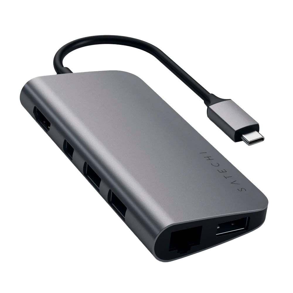 USB-концентратор Satechi Aluminum Type-C Multimedia Adapter, 4 разъема, Space Gray (Серый космос)
