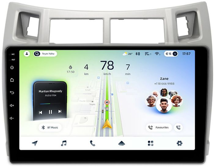 Магнитола для Toyota Vitz 2, Yaris 2 2005-2011 (рамка серебро) - Teyes CC4L монитор 9" IPS, Android 14, Быстрая, Snapdragon 662, CarPlay, 4G SIM-слот