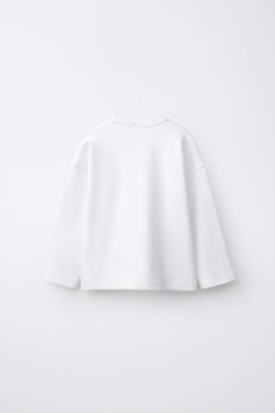 ZARA ОДНОТОННАЯ ФУТБОЛКА ИЗ ИНТЕРЛОКА, БЕЛЫЙ