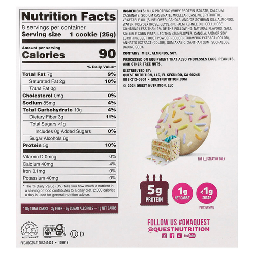Quest Nutrition, Bake Shop глазное печенье, торт, 8 шт. по 25 г (0,88 унции)