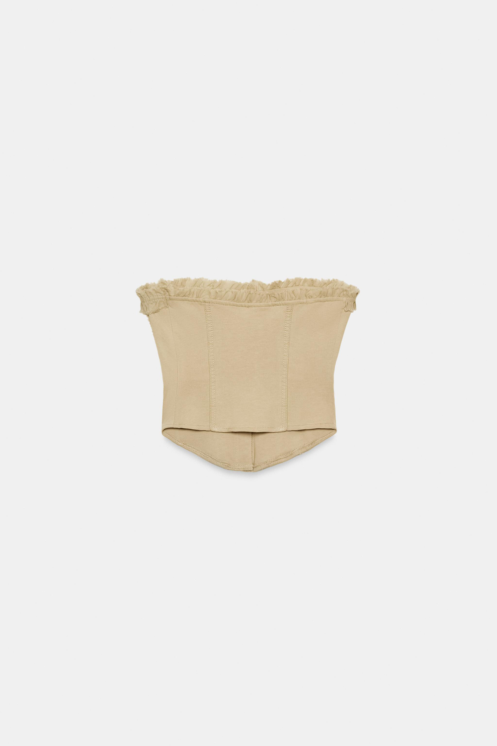 ZARA ТОП-КОРСЕТ С ВОЛАНАМИ, ПЕСОЧНЫЙ