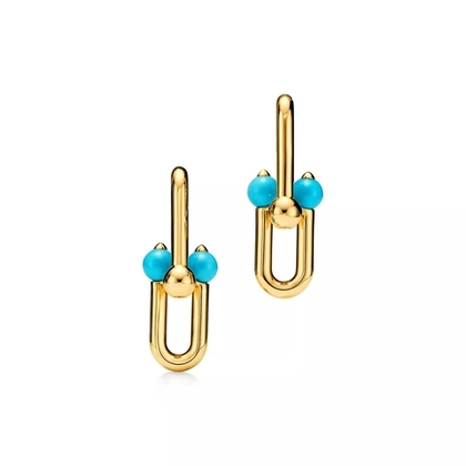 Серьги из жёлтого золота 18к с бирюзой, Tiffany 💠HardWear medium -  New collection