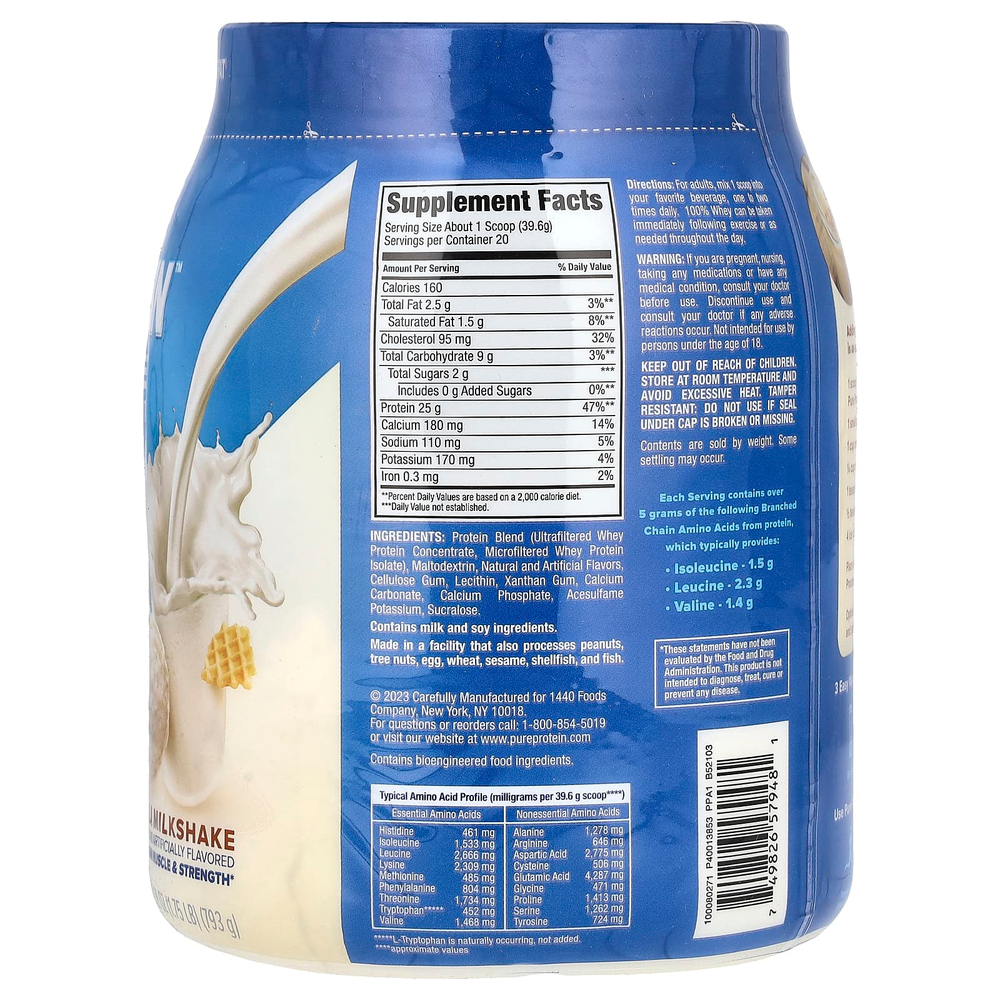 Pure Protein, 100% сывороточный протеин, со вкусом ванильного молочного коктейля, 793 г (1,75 фунта)