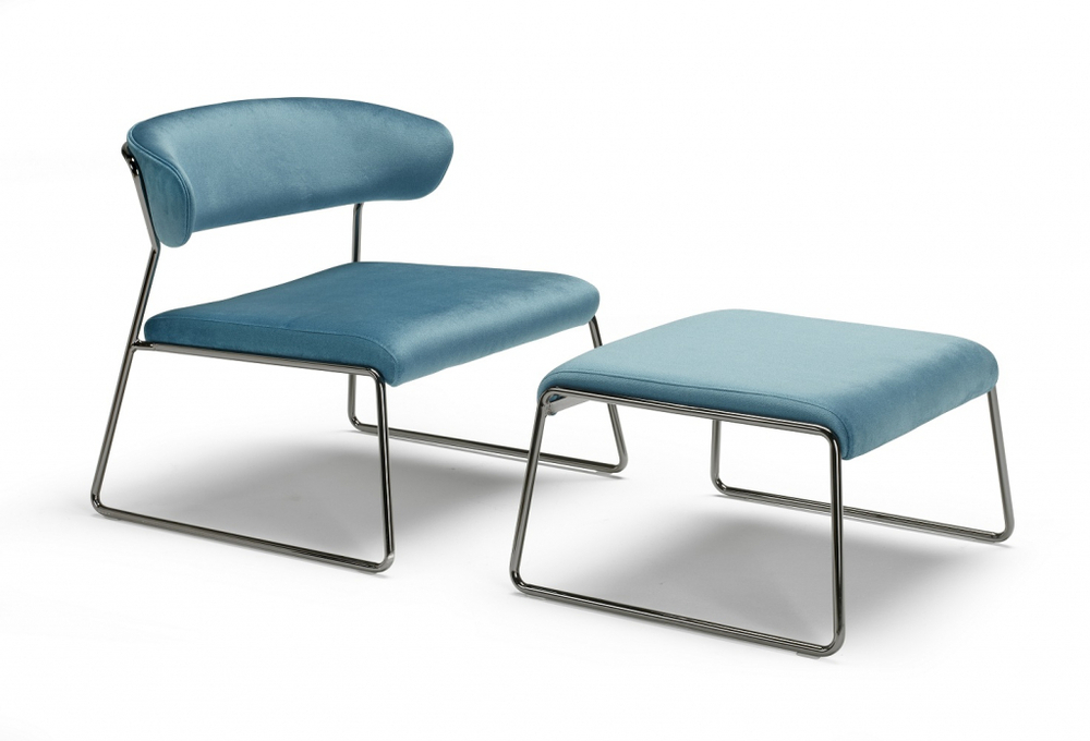 Пуф с обивкой Scab Design Lisa Lounge Pouf, черный глянцевый никель, голубой