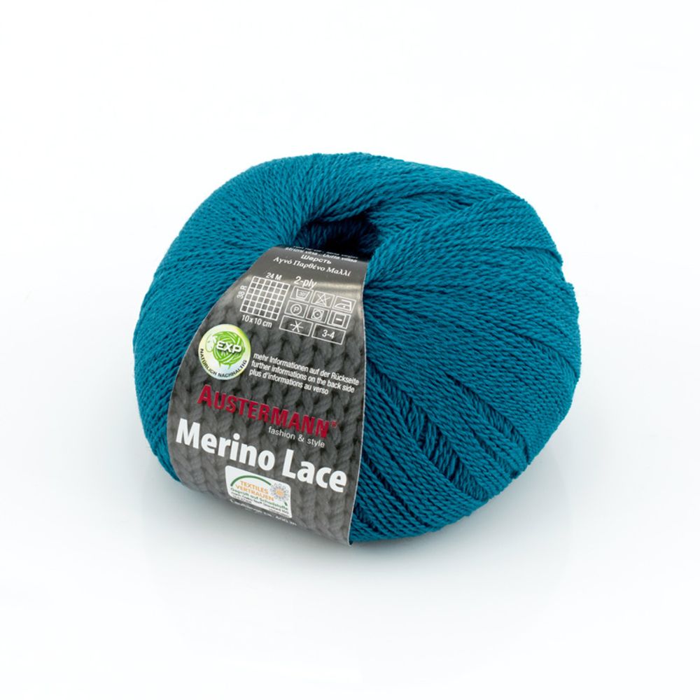 Пряжа Austermann (Аустерманн) Merino Lace EXP / уп.5 мот. по 50 г, 400м, сине-зеленый