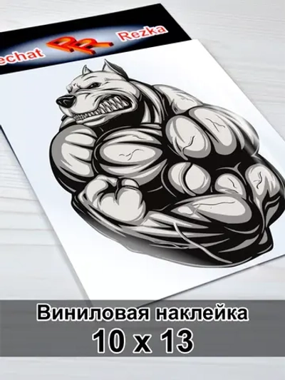 Наклейка - Питбуль бодибилдер