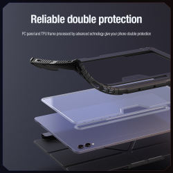 Чехол книжка от Nillkin для планшета Samsung Galaxy Tab S9 Ultra и Tab S10 Ultra, серия Bumper Pro Case-Multi Angle Folding Style, с защитной шторкой для камеры