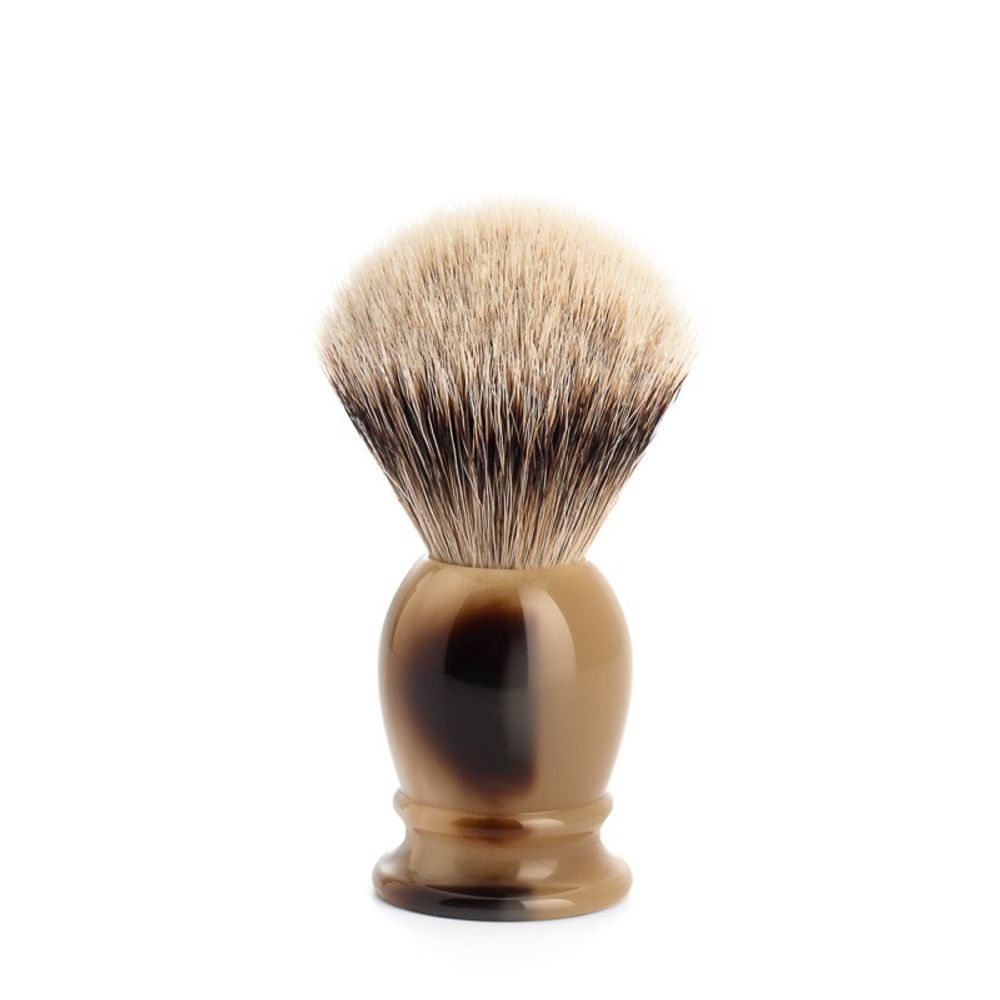 Помазок MUEHLE CLASSIC, барсучий ворс высшей категории Silvertip, смола, цвет рога, размер S (099 K 252)