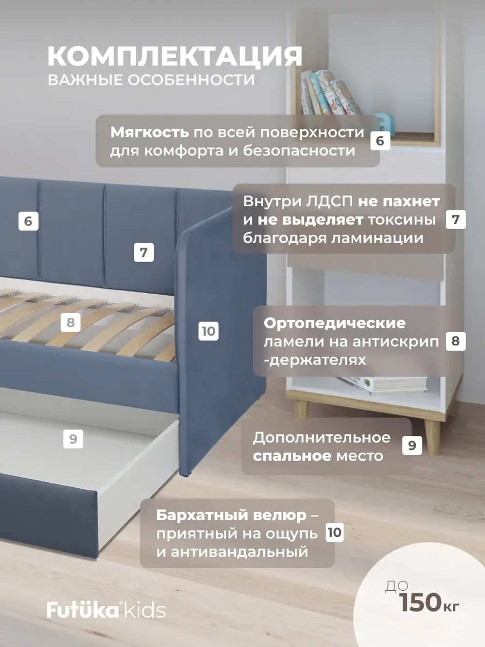 Диван - кровать 160х80 см Стич ткань Тедди