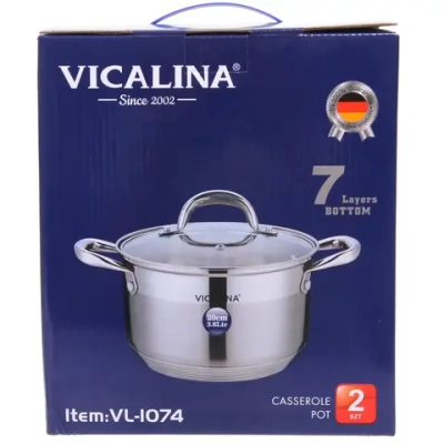 Кастрюля из нержавеющей стали VICALINA 3,7л, индукция, VL-1074